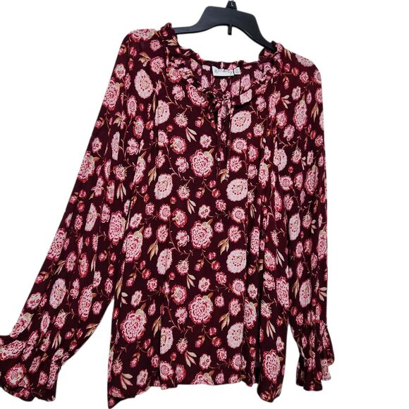 Wonderly Bohemian Top Size 2X Floral Print Longsleeve - Picture 1 of 11